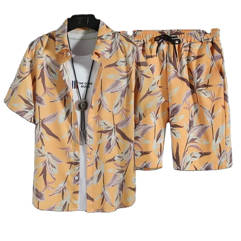 Set con stampa di alta qualità rapida camicia e pantaloncini hawaiani Set abbigliamento moda uomo stampa abiti Casual estate