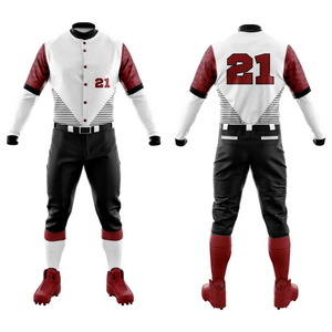 Maillot de baseball blanc pour homme avec manches rouges et pantalon noir, manches longues, tissu respirant, vêtements de sport toutes saisons, coupe classique - Product Image 6