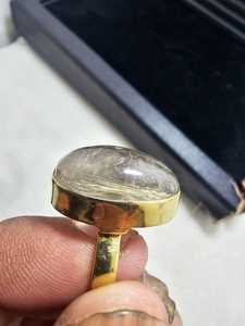 Natural Rutile <b>Quartz</b> Gemstone Gold Plating Golden Rutilated <b>Quartz</b> <b>Ringed</b> Statement Oval Shape AAA Quality - Product Image 2