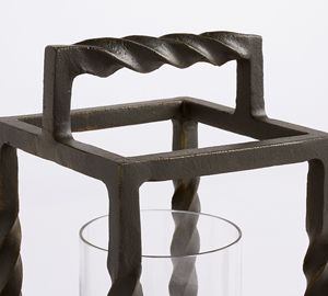 Rustic Metal Hurricane <b>Lantern</b> <b>Candle</b> Holders Twisted Design Handmade Durable Waterproof Christmas Home Decoration Natural - Product Image 6