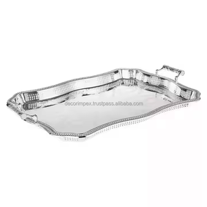Elegante y duradera bandeja de aluminio para servir, perfecta para servir bebidas, aperitivos y Decoración elegante - Product Image 4