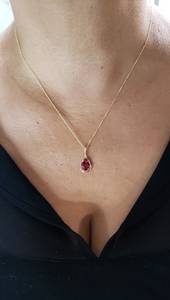Collier en argent 925 avec pendentif goutte d'eau en rubis naturel, style vintage, pierre de naissance de juillet, certifié par un tiers, vente en gros - Product Image 6
