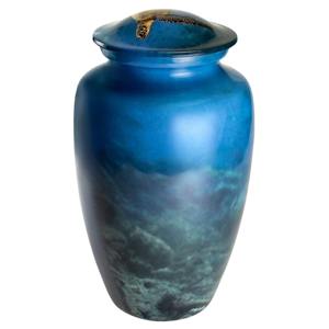 Urna Funeraria Estilo Americano de 200 Pulgadas Cúbicas con Diseño de Tortuga Marina Blanca en el Océano - Product Image 3