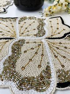 Stylish Beaded Embroidered <b>Placemats</b> Handmade <b>Dining</b> <b>Table</b> Mats with Elegant Decorative Detailing for Home Restaurant Hotel Use - Product Image 3