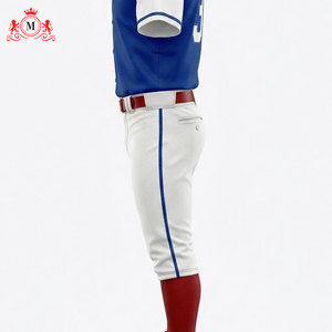 Men's Blue White Baseball Jersey With <b>Red</b> <b>Belt</b> And Pants Uniform Set Breathable Polyester Material For Adults - Product Image 6