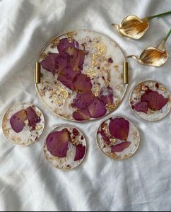 Elegant Resin <b>Coaster</b> <b>Set</b> with Glossy Finish 5mm Thick Vintage Style for Contemporary Home Styling - Product Image 5