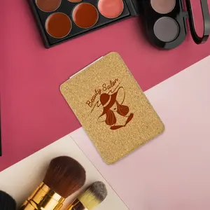 Miroir de poche rectangulaire moderne double face pliable avec finition liège, style compact prêt pour le voyage - Product Image 2