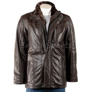 Vintage Style Winter Men Fashionable Brown Fur <b>Long</b> Coat Shearling Soft Sheepskin Genuine <b>Leather</b> <b>Jacket</b> for men - Product Image 2