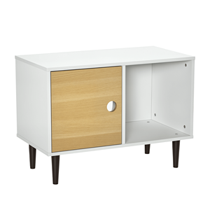 Cuccia Decorativa in Legno per Gatti con Spazio Contenitore, Tavolino Laterale Rialzato per Gattini con Cuscino Morbido - Product Image 1