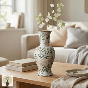 Vase en céramique artisanal de haute qualité à motif floral Wabi-Sabi, style vintage, prix d'usine, vase en grès pour table ByUO - Product Image 3
