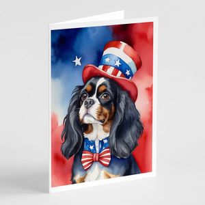 Cavalier Spaniel patriotique américain lunatique A7 taille 5x7 cartes vierges Pack 8 avec enveloppes pour salutations - Product Image 1