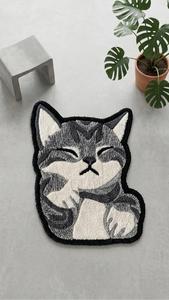Alfombra Decorativa de Diseño Animal, de Lana, Hecha a Mano, Antideslizante, Suave y Afelpada, con Forma de Animal Gris Durmiendo, para Dormitorio o Sala de Estar - Product Image 3