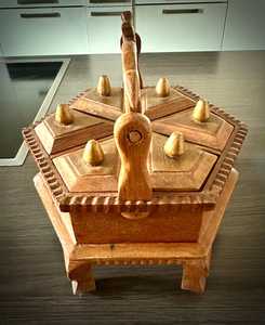 Hexagon With Handle Decorative Kitchen <b>Spice</b> <b>Storage</b> Wooden <b>Spice</b> Box For Countertop Organization Enhancing Interior Warmth - Product Image 2