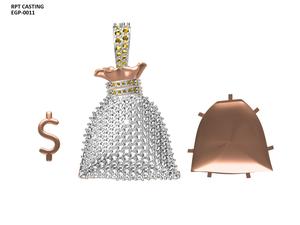 Colgante de Diamante Cultivado en Laboratorio de 1.65Ct con Corte Brillante, Diseño de Bolsa de Dinero, Personalizado, para Hombre, en Oro Blanco/Amarillo/Rosa de 10K/14K/18K - Product Image 5