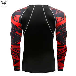Conjunto deportivo de compresión de manga larga que absorbe la humedad, camiseta de cuello redondo y pantalones largos para hombre, conjunto de compresión de 2 piezas - Product Image 2