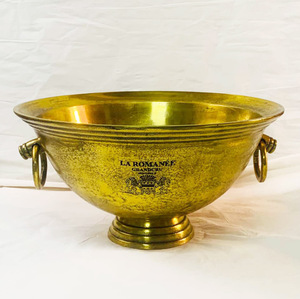 Bol à champagne antique en aluminium avec poignées en anneau, finition laiton antique, capacité 5L, anti-fuite, refroidisseur à vin pour fêtes - Product Image 2