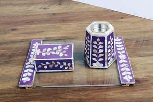 Juego de Quemadores de Incienso PearlGrande Luxe, Elegante Porta Incienso con Incrustaciones de Madreperla para Interiores Árabes de Primera Calidad - Product Image 4
