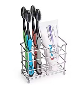 Polished Nickel Finish <b>Toothbrush</b> <b>Holder</b> Modern Eco-Friendly Two-piece Bathroom Countertop Organizer - Product Image 3