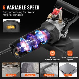 Lucidatrice a umido da 800W, smerigliatrice per cemento da 4 pollici con 6 velocità variabili e 7 kit di lucidatura per marmo e granito - Product Image 3