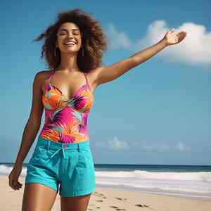 Shorts de Verano Elegantes y Modernos para la Piscina, Cintura Elástica, Material Suave y Fresco, Perfectos para Relajarse Junto a la Piscina, Shorts de Playa para Mujer - Product Image 5