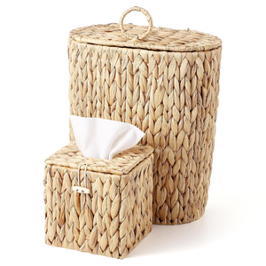 Juego al por mayor de soporte para caja de pañuelos y papelera de jacinto de agua para baño, hecho a mano en Vietnam - Product Image 2