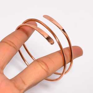 Belladec Women's Elegant Double Wrap <b>Copper</b> Cuff Bracelet Handmade Adjustable Minimalist Open <b>Bangle</b> Jewelry Fashion Accessory - Product Image 1