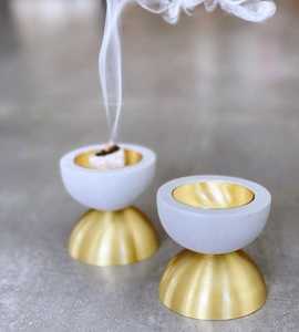 Brûleur d'encens indien Bakhoor de qualité supérieure, support moderne en métal Mubkhar, bois de santal, anti-odeur, coriandre, printemps-été - Product Image 5