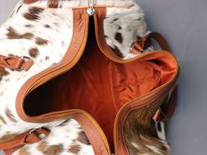 Bolsa de Viaje Grande de Cuero Genuino, Bolsa de Fin de Semana con Cierre, Hecha a Mano, de Piel de Vaca, Unisex, LHODB-0115 - Product Image 3