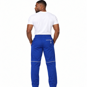 Phi Beta Sigma <b>Men's</b> Royal Blue Tech Jogger Pants <b>White</b> Pocket Panels Drawstring Waist Greek Letter Embroidery Athletic Training - Product Image 2