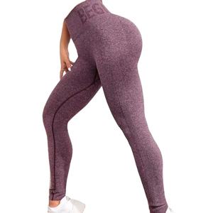 Venta al por mayor Leggings de compresión Mujeres Levantamiento de glúteos Pantalones de Yoga de cintura alta Leggings deportivos elásticos 100% algodón - Product Image 1