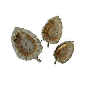 Plateau en aluminium en forme de feuille pour servir des fruits secs et des fruits, lot de 3 pièces au meilleur prix auprès d'un grossiste - Product Image 1