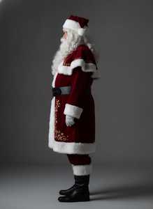 Costume de Père Noël en velours rouge avec bordure en fourrure blanche, barbe et chapeau pour homme adulte, accessoires de fête de Noël - Product Image 3