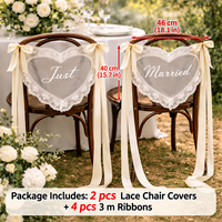 Ruban de dentelle transparent pour chaise de mariage, décoration de chaise en forme de cœur, décoration de table pour événements intérieurs et extérieurs