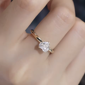 Simple Heart Cut 1.03CT Lab grown Diamond Solid Gold Iced Out Diamond Ring Fashion Jewelry Custom Rings - Product Image 5