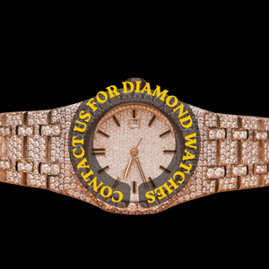 Reloj de Hip Hop de la Colección Branded, con Esfera Blanca Redonda y Diamantes de Moissanita Blancos Completamente Incrustados en Oro Blanco, Ideal para Fiestas - Product Image 1