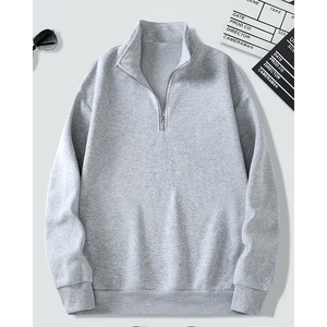 Men Heavyweight Quarter Zip <b>Sweatshirt</b> Polyester Cotton Casual Pullover Best Stitching Europe Market - Product Image 1