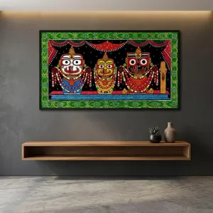 Pintura Pattachitra de Radha Krishna Hecha a Mano al por Mayor, Arte Folclórico Tradicional Indio, Decoración de Pared, Obra de Arte Étnica Mitológica - Product Image 6