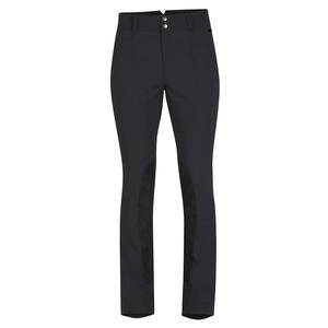 Pantalones de equitación de cintura alta para mujer con botones, largos, de punto elástico, color azul marino liso, con color personalizado en la rodilla - Product Image 6