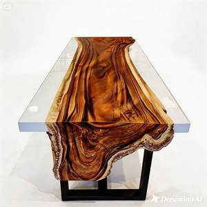 Table de terrasse en résine et bois, design original exotique, écologique et durable, avec pieds en fer thermolaqué blanc naturel – Offre Spéciale - Product Image 3