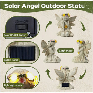 Estatua de Ángel Solar para Jardín con Luces LED, Clasificación IP65, Alimentada por Batería, Resistente al Agua - Product Image 5