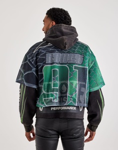 Sweat-shirt à capuche surdimensionné pour homme, vert et noir, imprimé par sublimation, streetwear, tricoté en polyester respirant, coupe classique, pour l'automne - Product Image 2