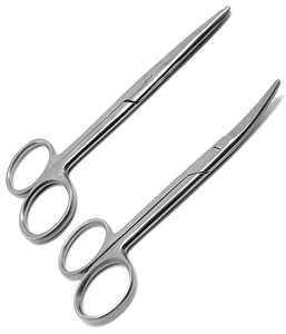 Ciseaux Mayo personnalisés en acier inoxydable, lot de 2 pièces, usage chirurgical manuel, réutilisables, certifiés CE, lames droites et courbées, poignées annulaires - Product Image 1