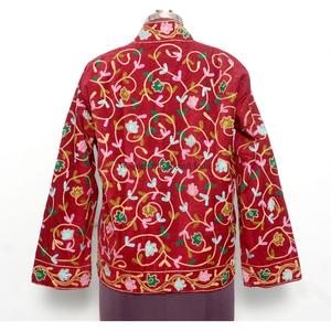 Chaqueta corta de invierno bordada a mano, muy de moda, con forro de tela a rayas y cuello redondo para mujer, talla única. - Product Image 5