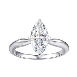Bague de fiançailles en moissanite taille marquise VVS, solitaire en argent sterling 925, bijoux de mariage de luxe pour femmes - Product Image 1