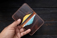 Porte-cartes en cuir véritable vintage, portefeuille minimaliste, utilisation quotidienne, idée cadeau unique LCR-0037