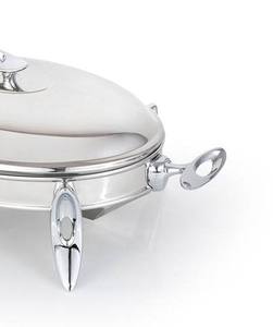 Wholesale Luxury Oval Stainless Steel Chafing Dish Single Food <b>Pan</b> Buffet Warmer Catering Serving Station Gold Accents <b>Stand</b> Sin - Product Image 2