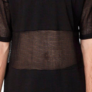 T-shirt de sport pour homme en mesh noir de haute qualité, manches courtes, pour la musculation et l'entraînement, prix de gros - Product Image 2