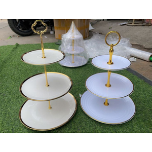 Support à gâteau rond à 2 niveaux en acier inoxydable, présentoir à desserts réutilisable, pour mariages et anniversaires, fournitures pour présentation de gâteaux - Product Image 6