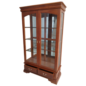 Vitrine extensible assemblée à deux portes en acajou massif, design brun antique, pour usage intérieur dans la salle à manger, le salon ou l'hôtel - Product Image 3