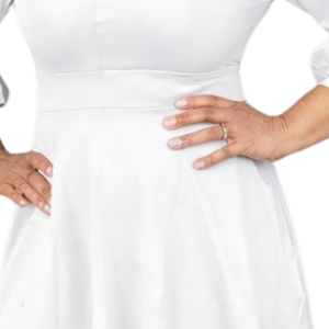 Vestido Midi Elegante de Algodón 100% con Botones en la Cintura Natural, Color Blanco, para Mujer, Manga Corta, Profesional, de Oficina, Formal - Product Image 4